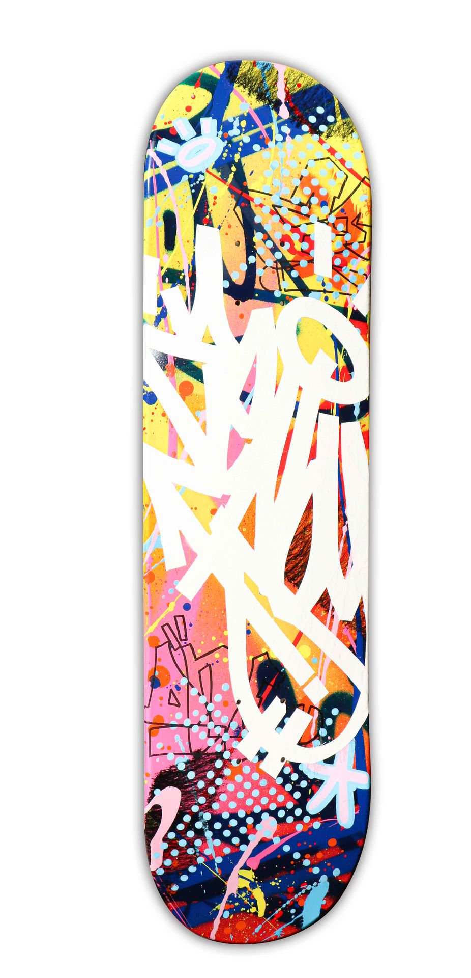 Null 泽诺伊（1974年出生）。白。丙烯酸在滑板上。独特的作品。背面有签名、日期和标题。83 x 21 cm