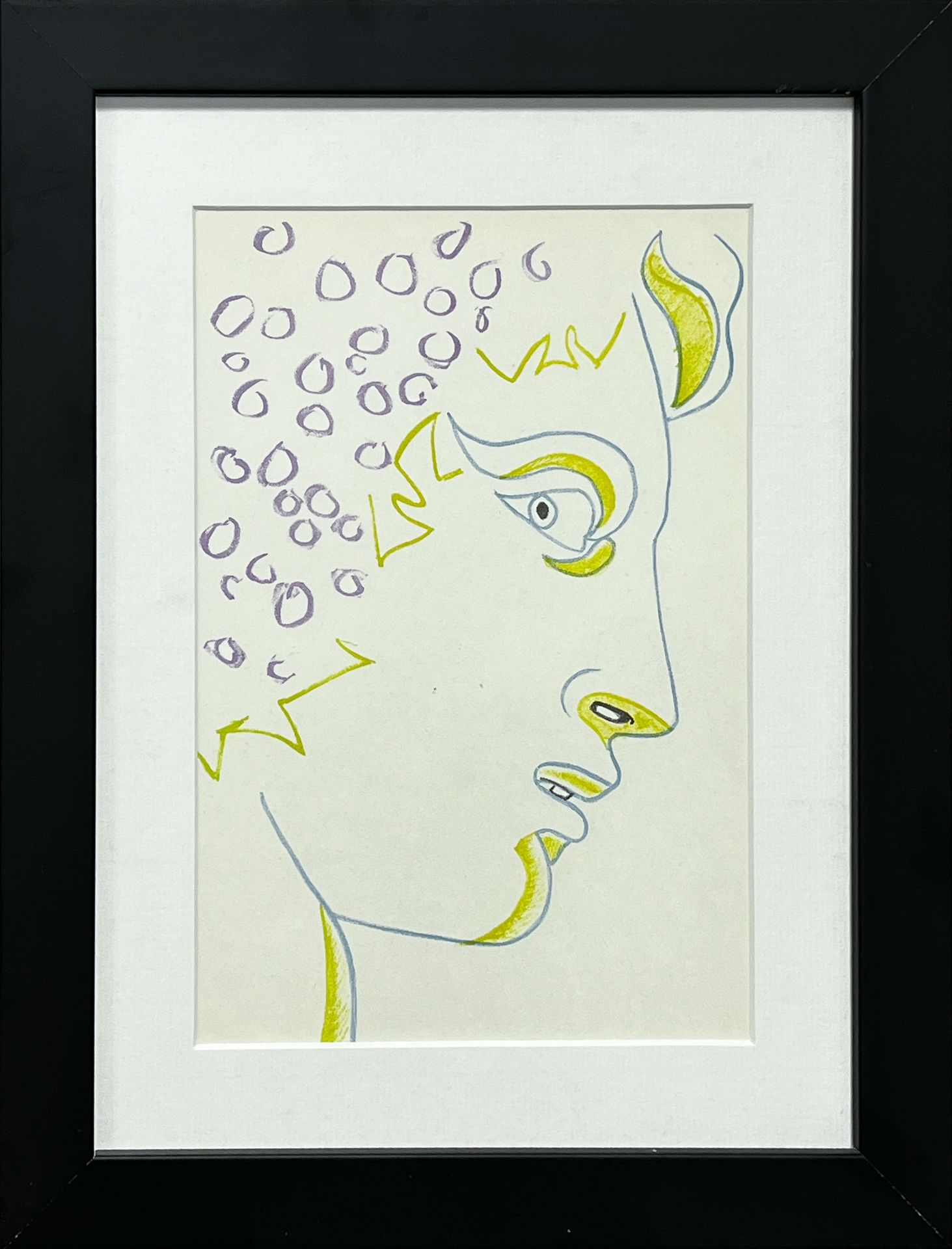 Null Jean COCTEAU (1889-1963) Profil Lithographie en couleur sur papier 27 x 21 &hellip;