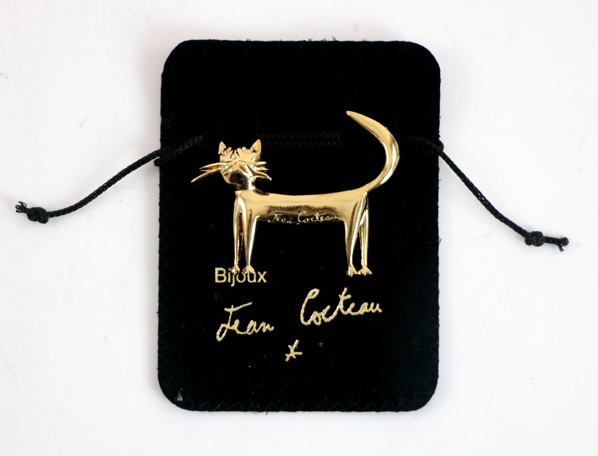 Null Jean COCTEAU (1889-1963) The cat Brooch in gilded metal Signed (in the plat&hellip;