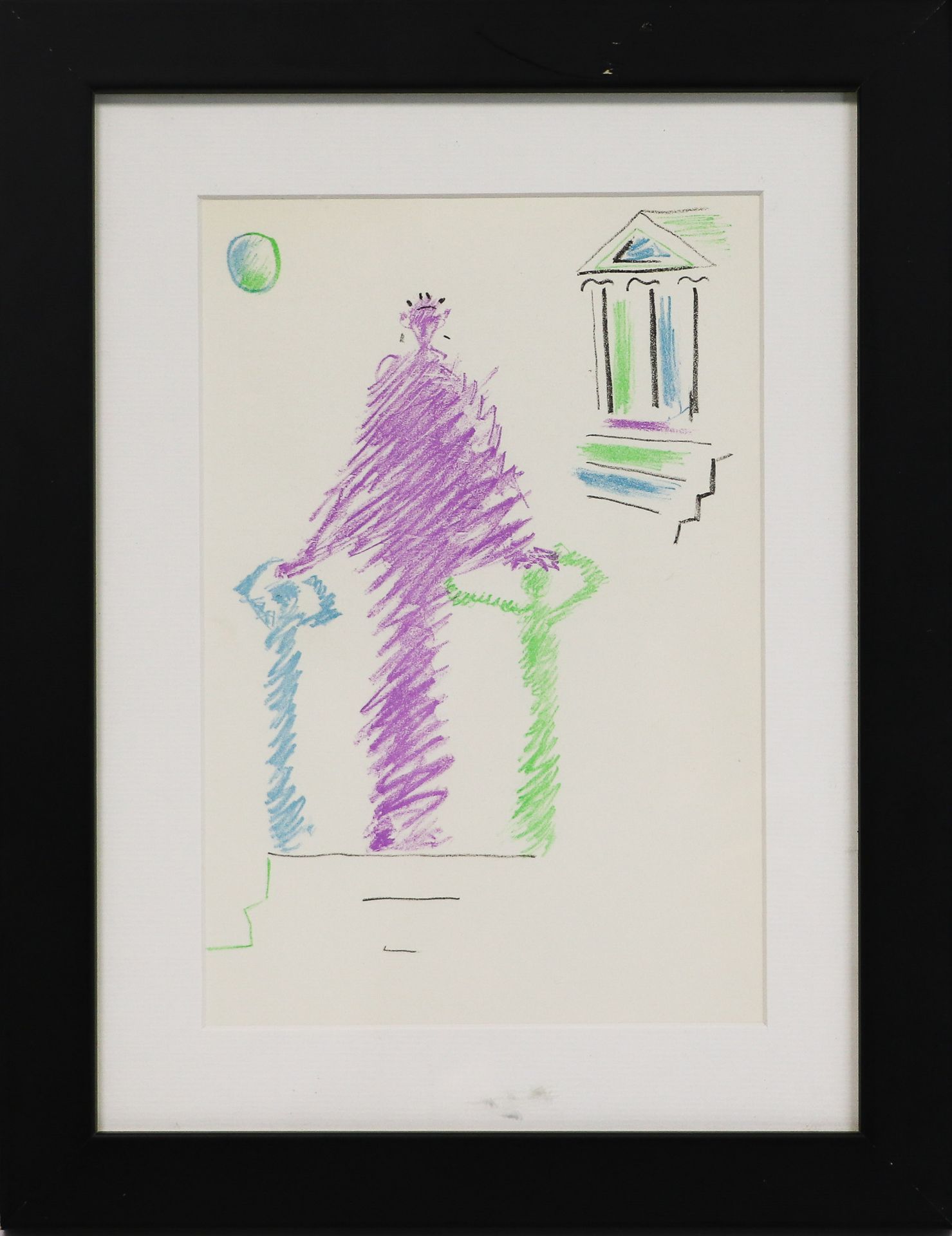 Null Jean COCTEAU (1889-1963) Tre figure davanti a un tempio Litografia a colori&hellip;
