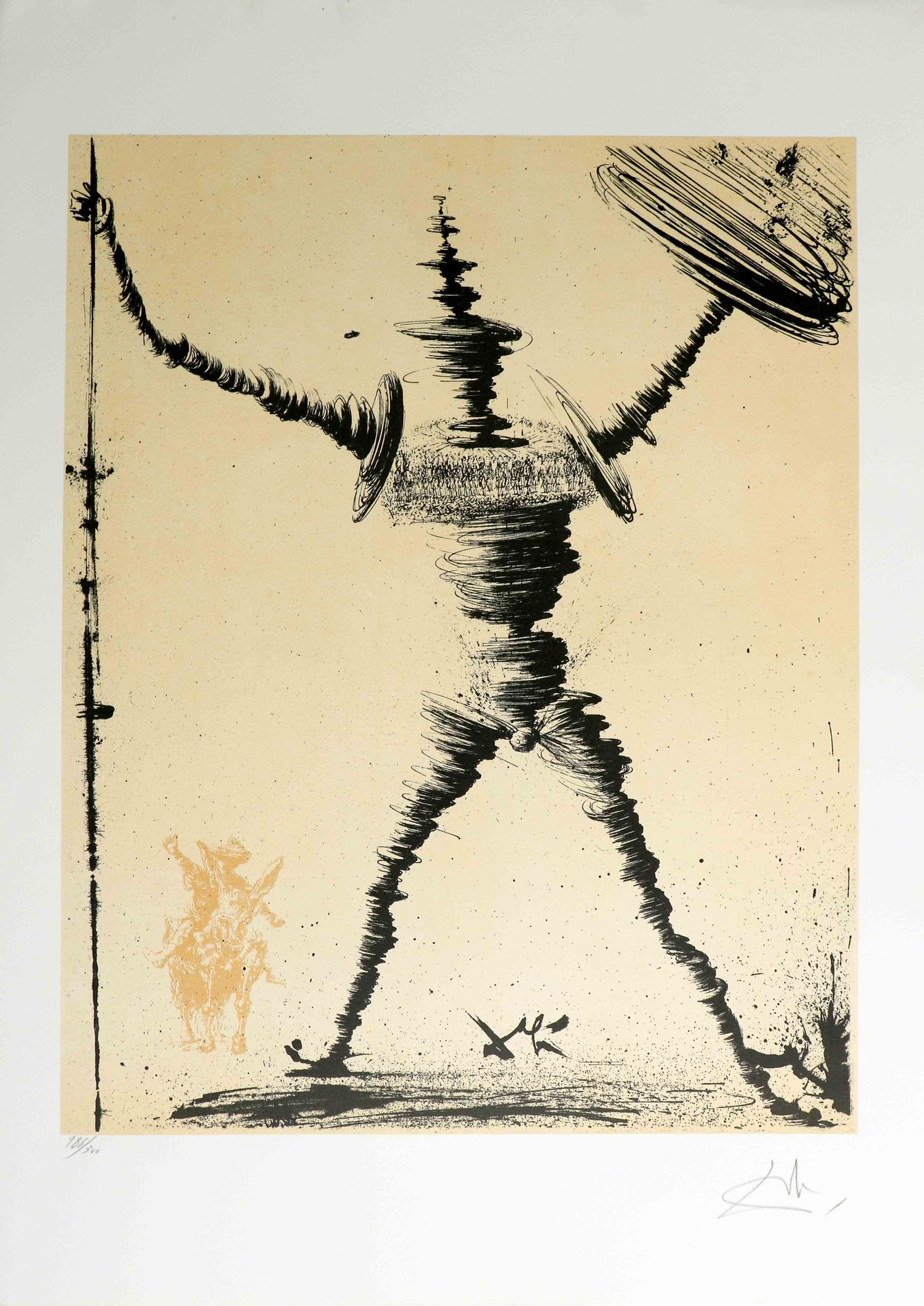 Null 萨尔瓦多-达利(1904-1989)《堂吉诃德》(堂吉诃德系列) 纸上彩色石版画 右下方有签名 186/300 左下方有编号 76 x 55 cm