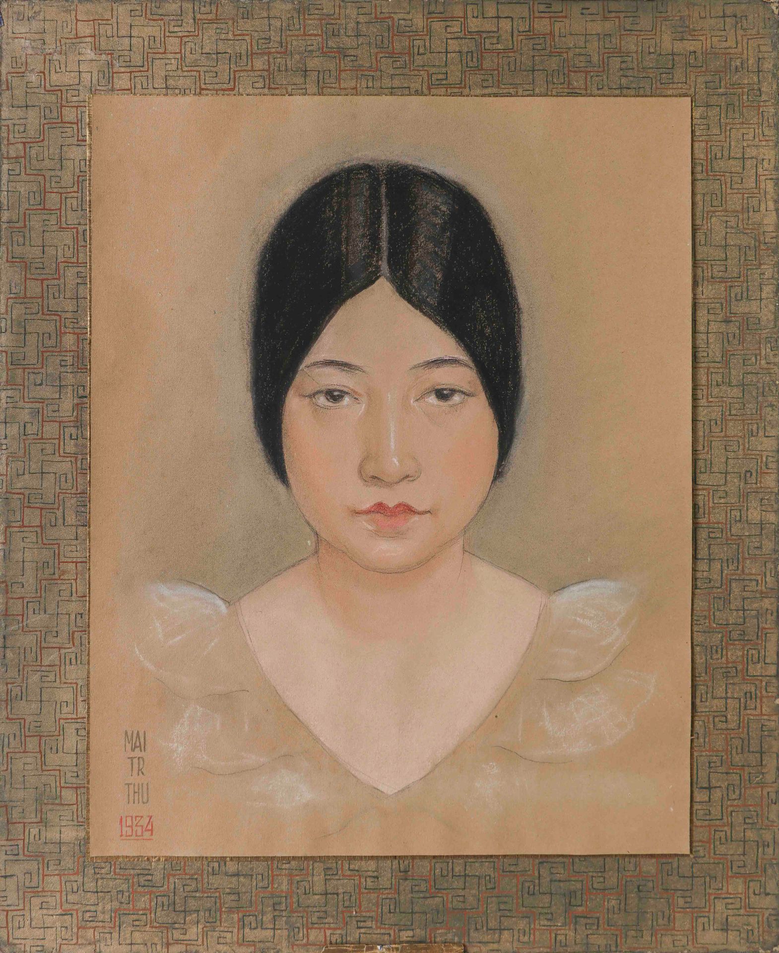 Null Mai Trung Thu (1906-1980). "Portrait d’une jeune vietnamienne", 1934. Paste&hellip;