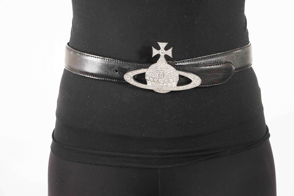 Null Vivienne WESTWOOD - Black leather belt - Silver plated buckle - S 30/76