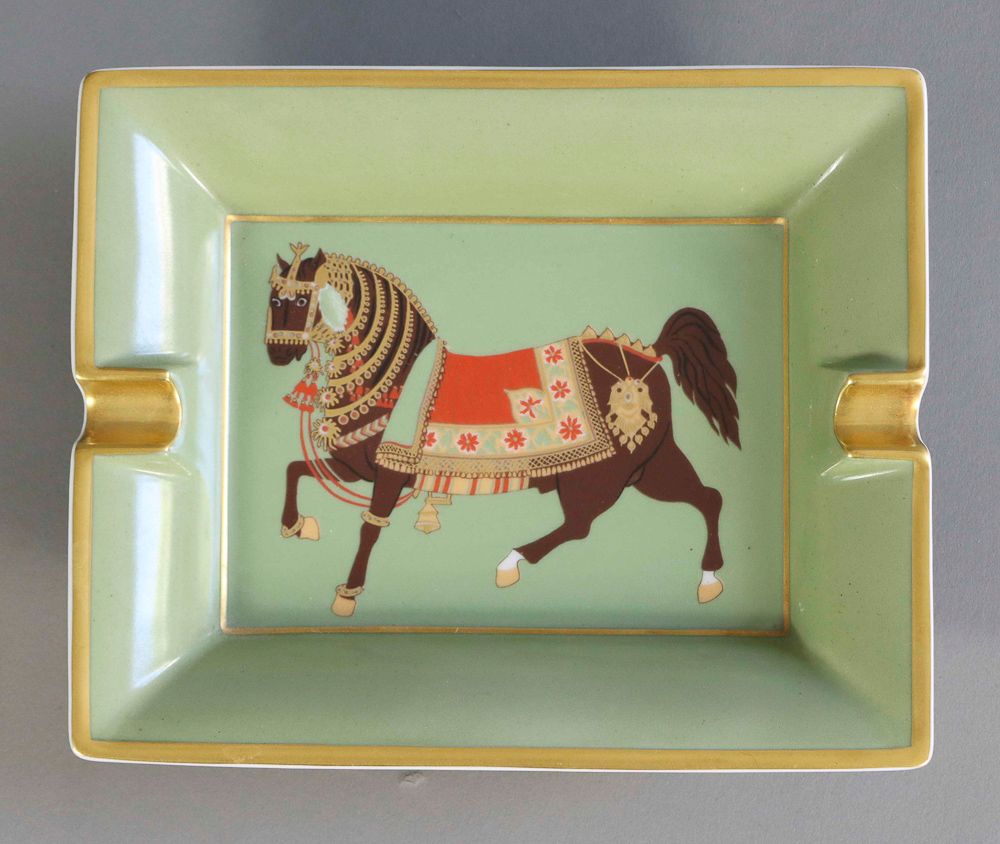 Null HERMES Paris. Polychrome porcelain ashtray or "Vide poche". Decorated with &hellip;