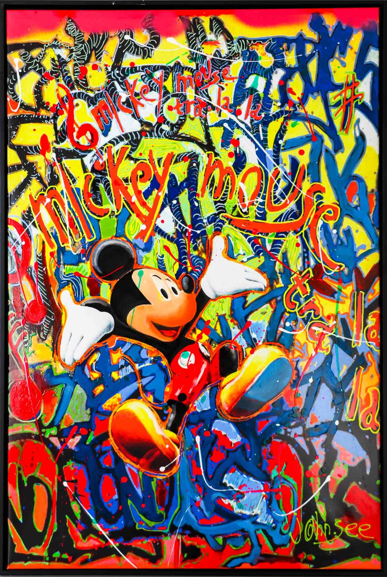 Null John SEE (né en 1951) Mickey Mouse Tralala Technique mixte sur toile Signé &hellip;