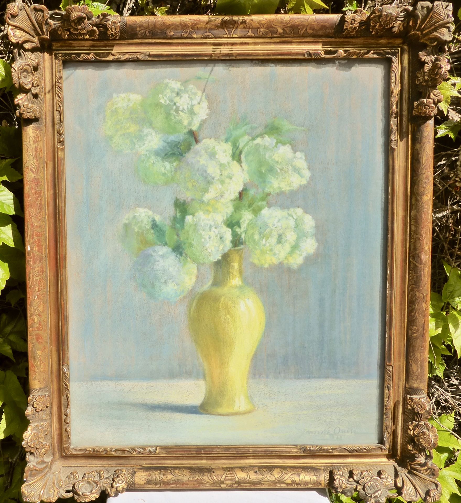 Jacques OUIZ : Bouquet d'Hortensias - Pastel, signée en bas et datée 1912 65x54,&hellip;