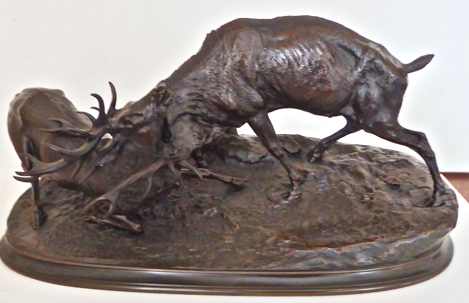 Pierre Jules MENE : Combat de cerfs - Epreuve en bronze, fonte d'édition ancienn&hellip;