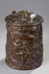 DALOU Aimé Jules (1838 - 1902) : Pot à tabac : Le bineur - Epreuve en bronze, fo&hellip;