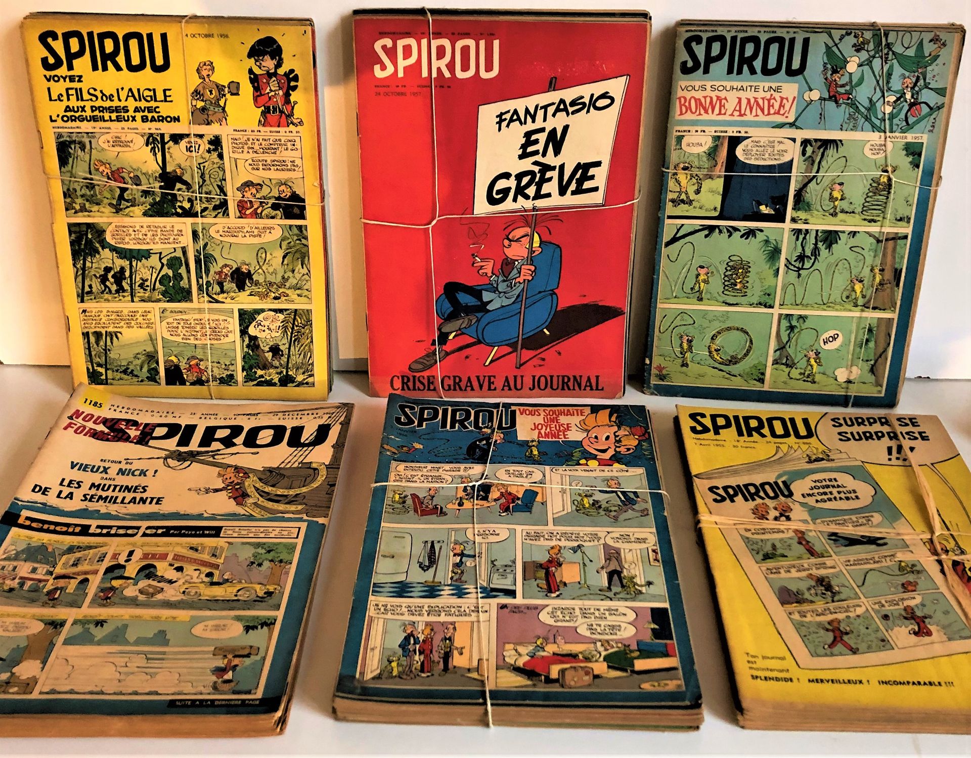 FRANQUIN Ensemble de la REVUE SPIROU- Environ 430 numéros de 1953 à 1962 - Bon é&hellip;