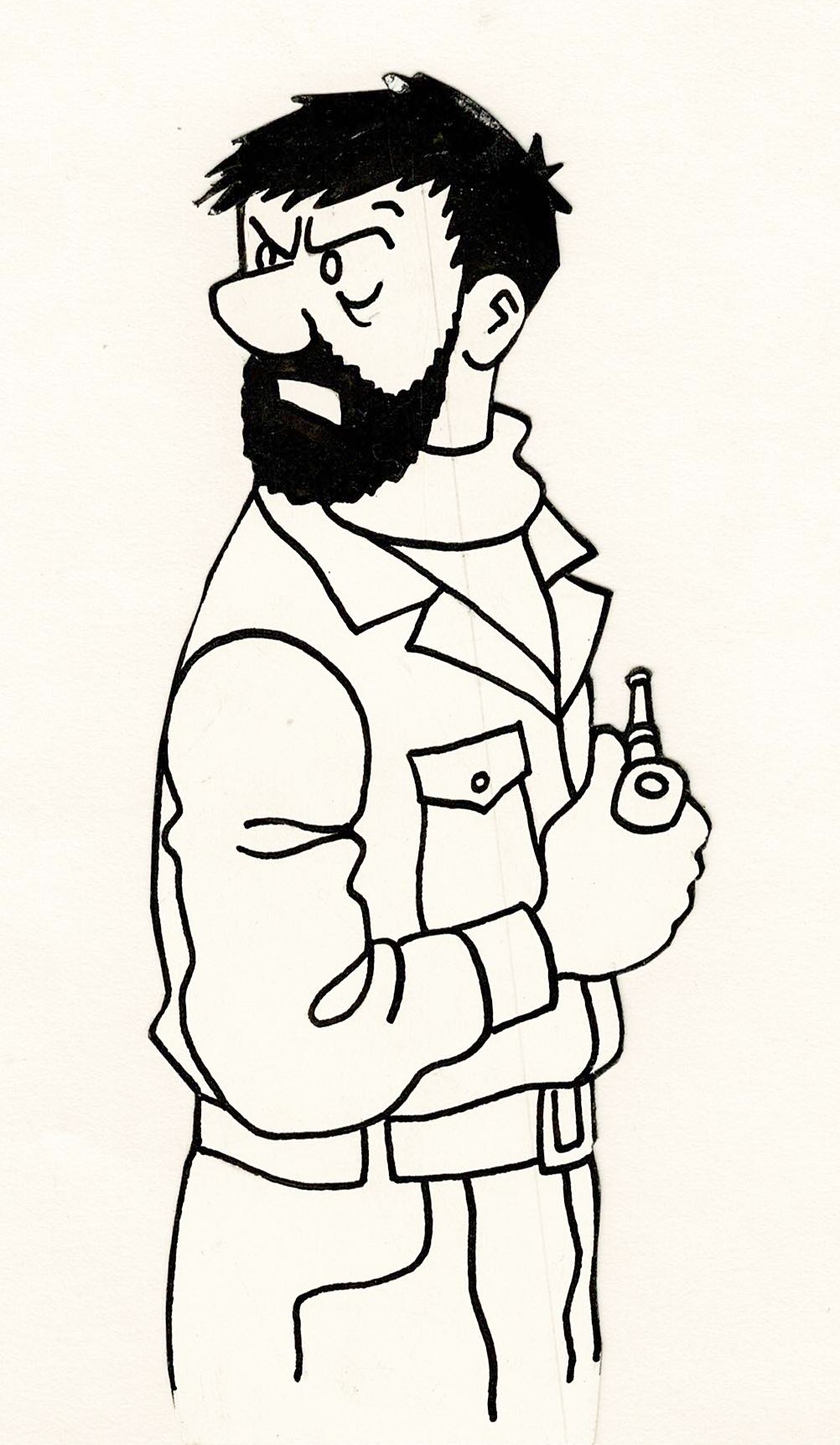 HERGE (STUDIOS) 
Tintin, dessin original à l'encre de chine représentant le capi&hellip;