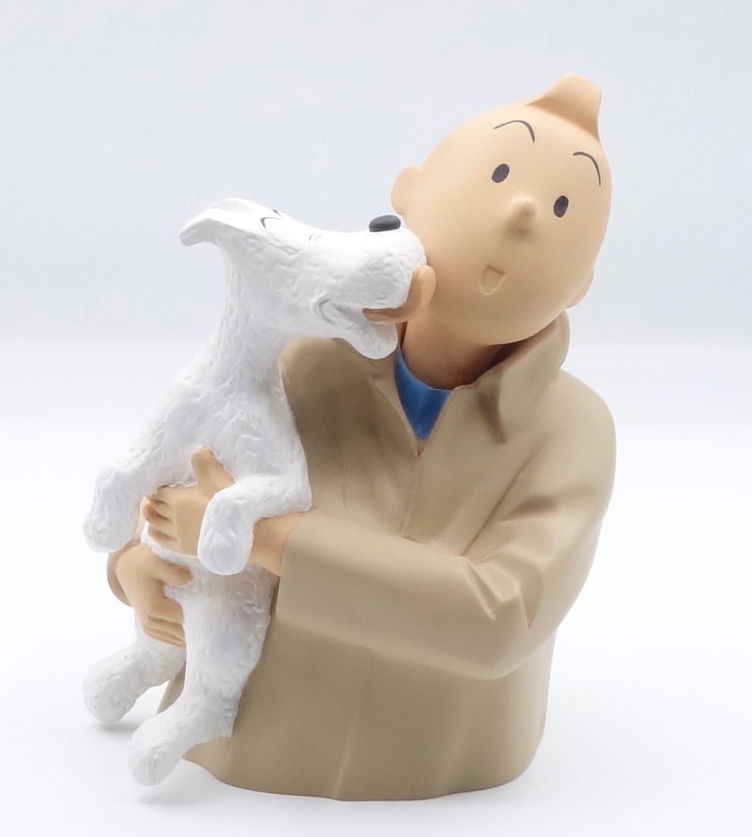 HERGÉ 
LEBLON-DELIENNE : Tintin buste, Milou lèche Tintin, 2e version avec les y&hellip;