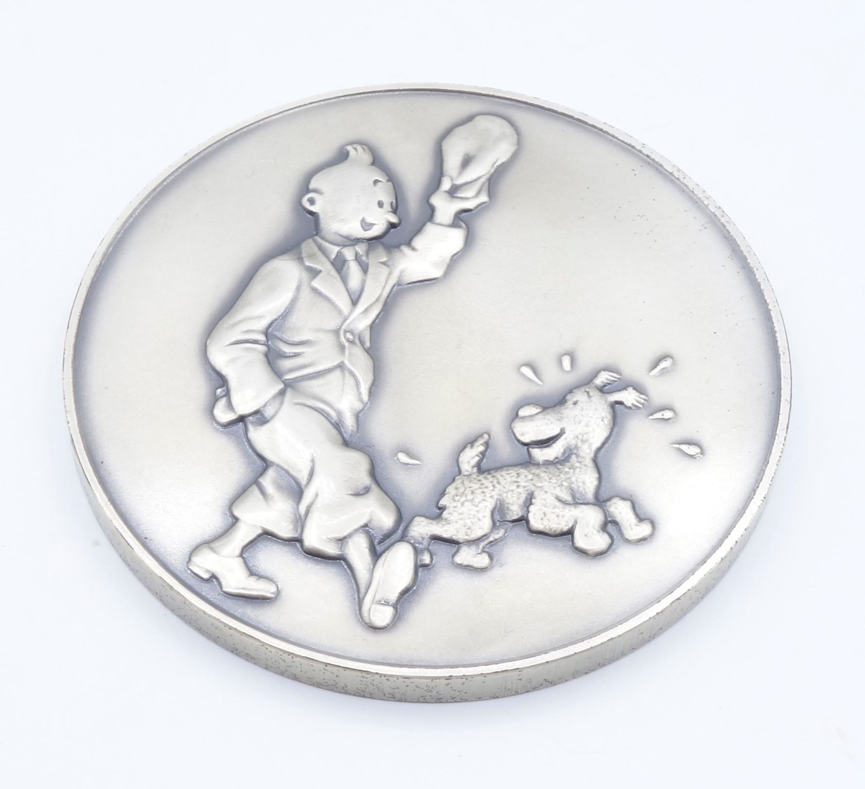 HERGÉ 
Tintin, silver paperweight (250g of silver) edited by the Royal Belgian M&hellip;