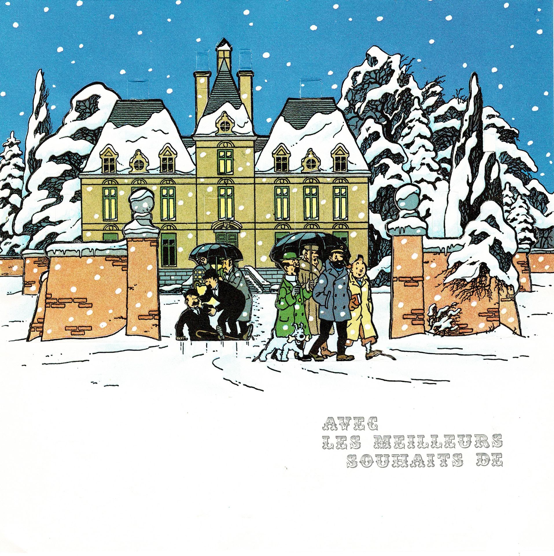 HERGÉ 
Satz von 10 unsignierten Hergé-Grußkarten (1964 Weihnachtsball, 1966 Pop-&hellip;