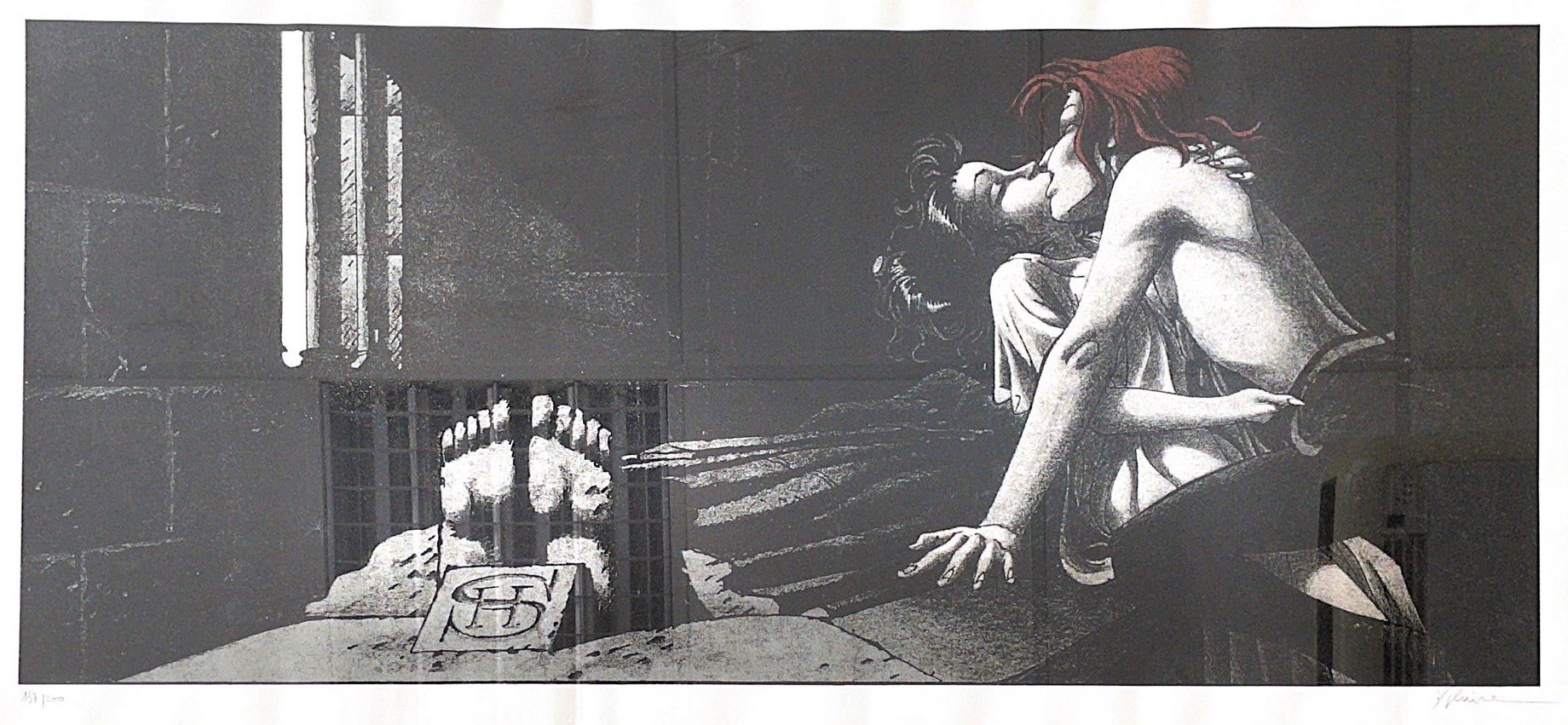 YSLAIRE 
Sambre, 丝网印刷品 "Le Caveau "n°/200，已签名（Ed. Champaka, 1993）。尺寸：108厘米×57厘米。