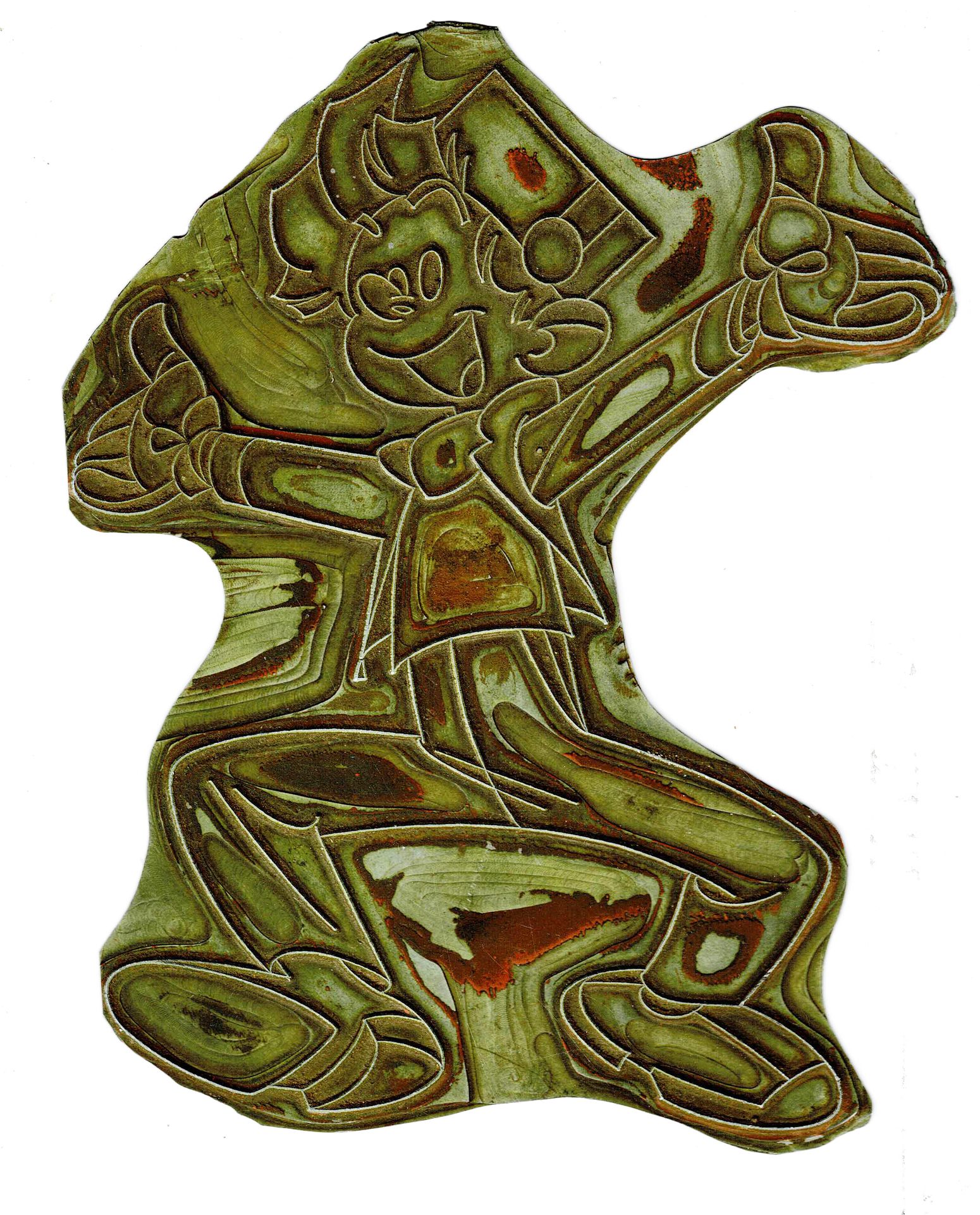 André FRANQUIN 
Spirou Plage printing plate, 1960s, 22 cm.