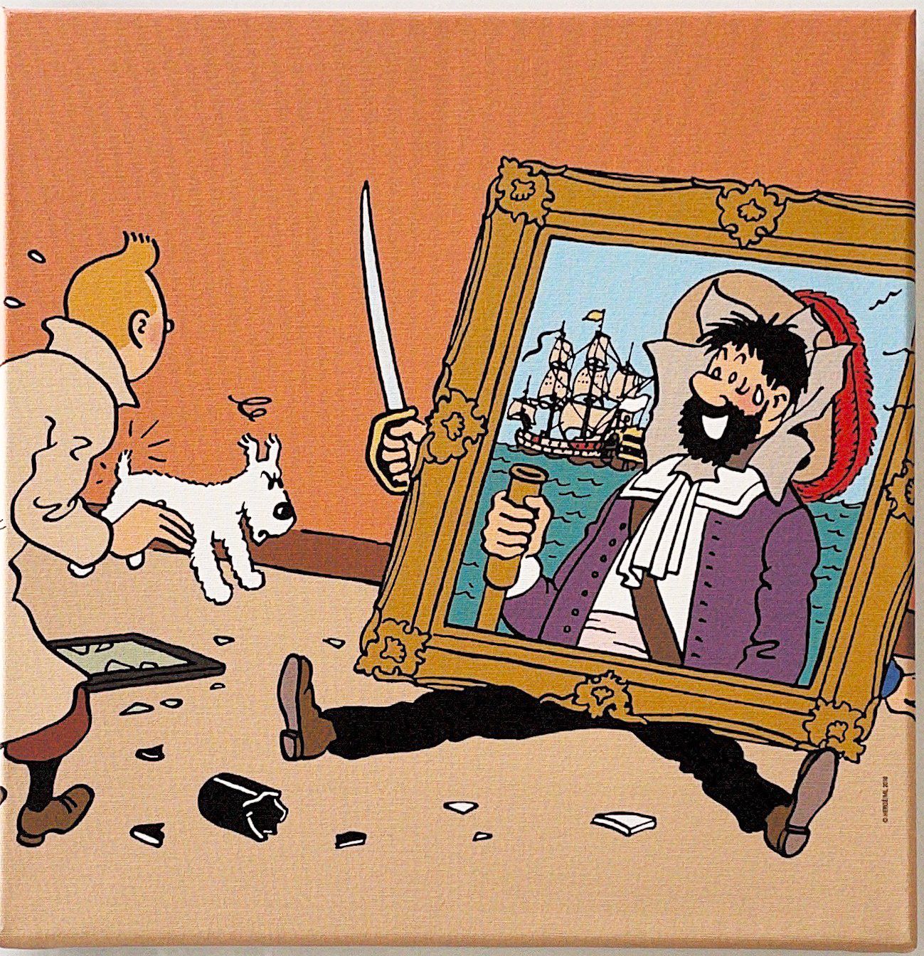 HERGÉ 
Tintin, Le Secret de la Licorne, Canvas Haddock dans le cadre, limité à 5&hellip;