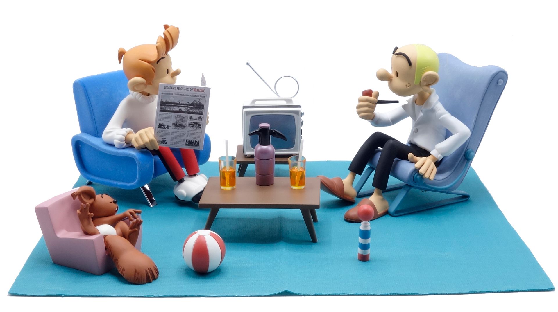 André FRANQUIN 
FIGURES & YOU : Spirou and Fantasio, indoor scene in the living &hellip;