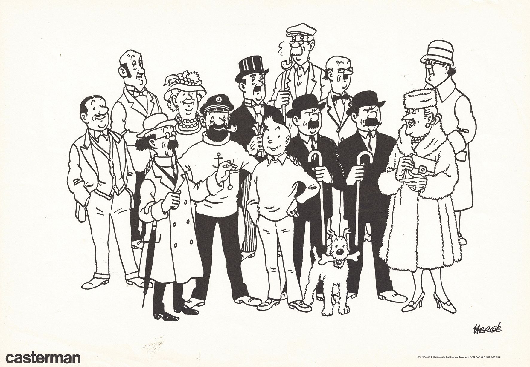 HERGÉ 
Poster Tintin published by Casterman. Size : 54 cm x 38 cm.