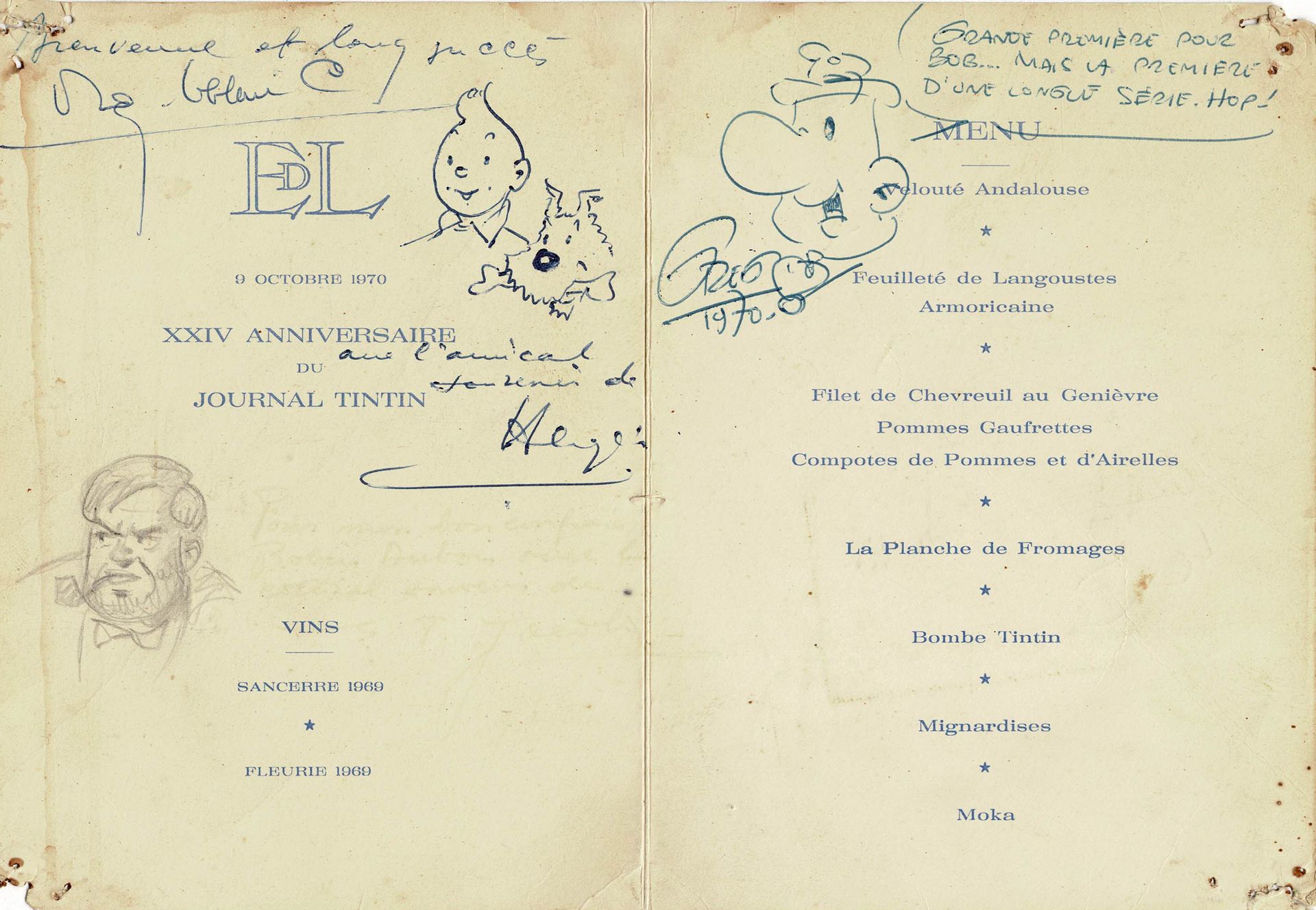 COLLECTIF 
Menu dated October 9, 1970 realized for the banquet of the XXIVth ann&hellip;