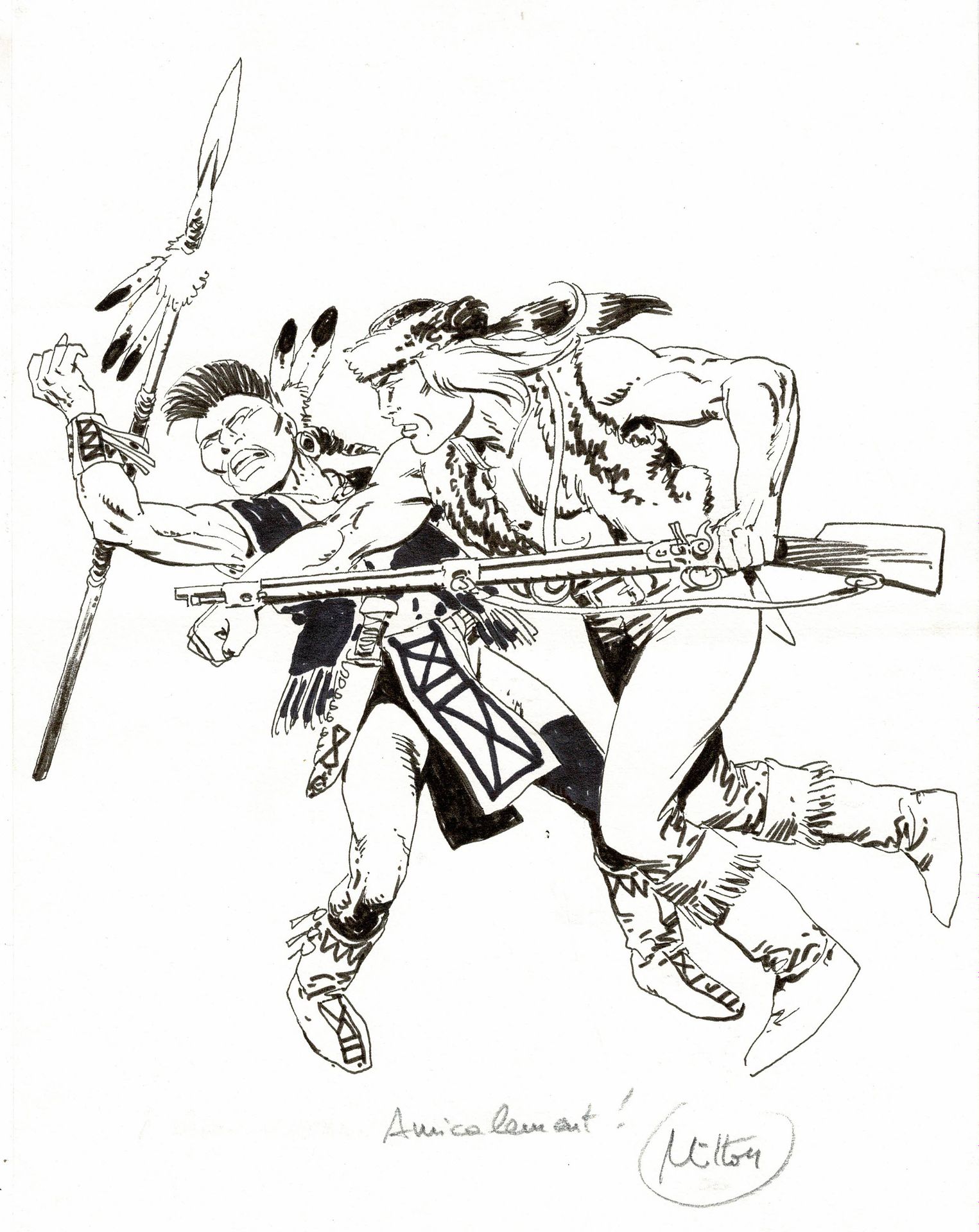 Mitton 
Blek, couverture originale à l'encre de chine. Dimensions : 28,5 cm x 21&hellip;