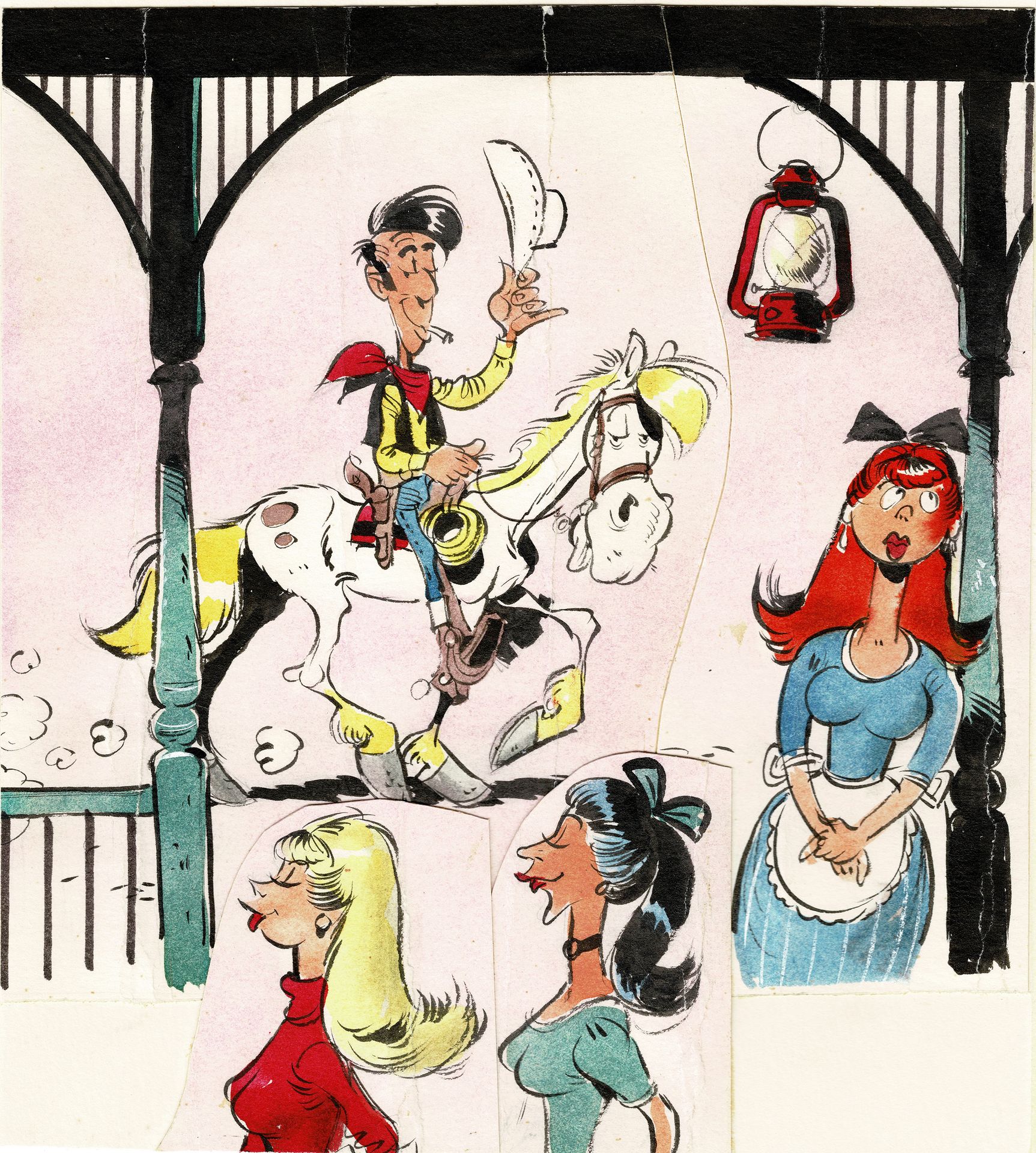 MORRIS 
Lucky Luke, original ink and watercolor drawing made by Morris in the 19&hellip;