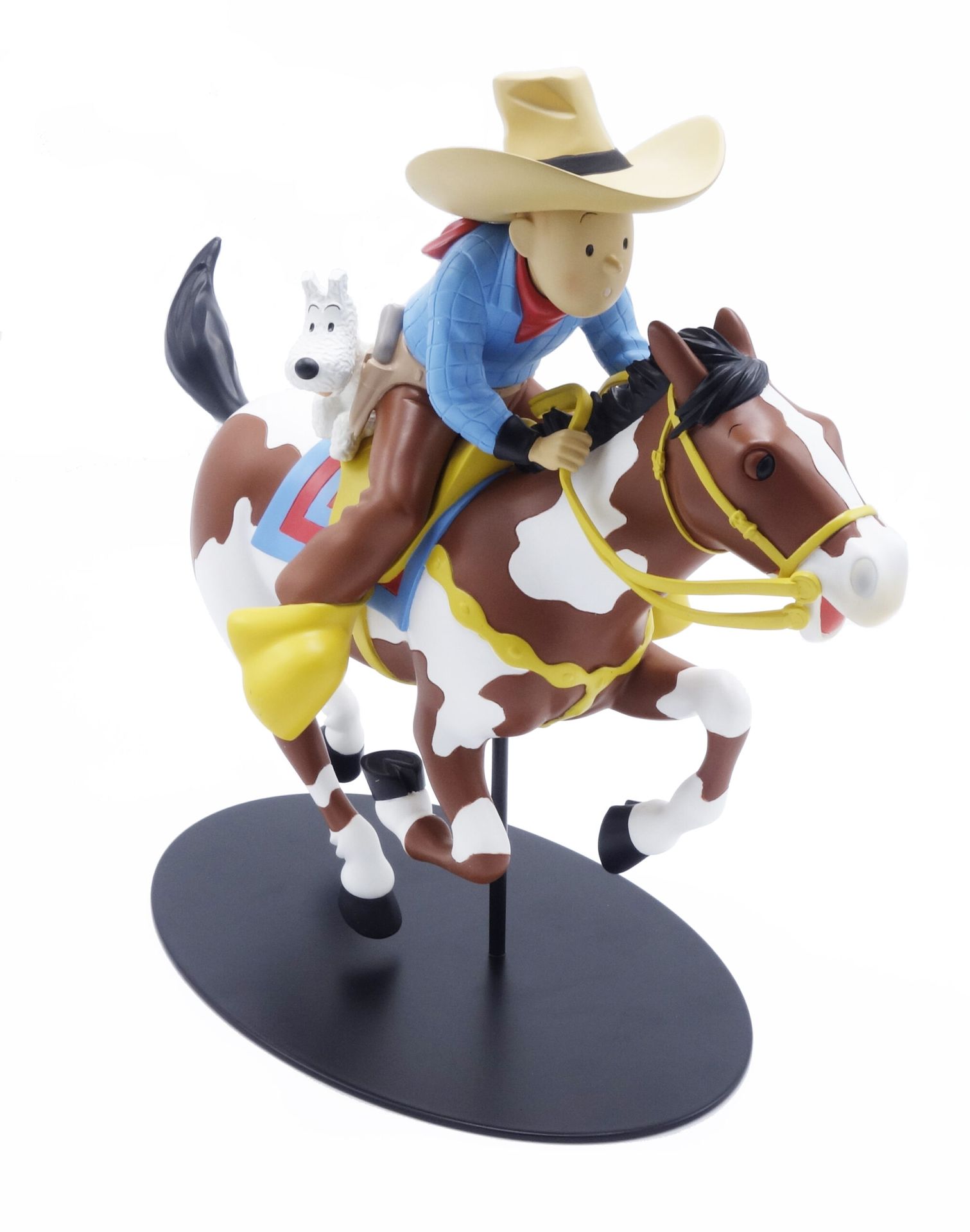 HERGÉ 
MOULINSART LEBLON : Tintin Nostalgie, 45942, cowboy a cavallo con Snowy, &hellip;
