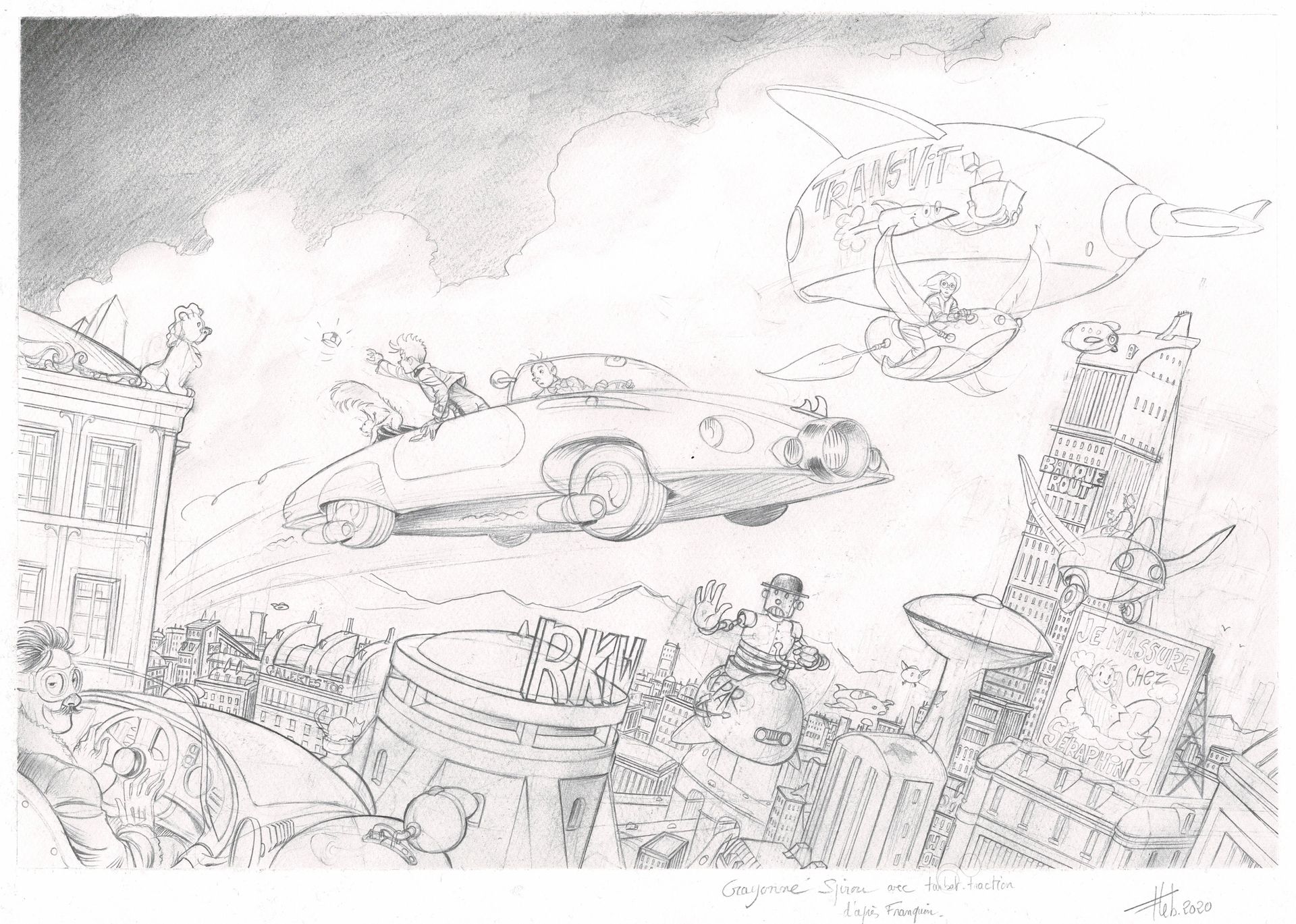 Fabrice Lebeault 
Spirou et Fantasio, dessin original à la mine de plomb. Dimens&hellip;