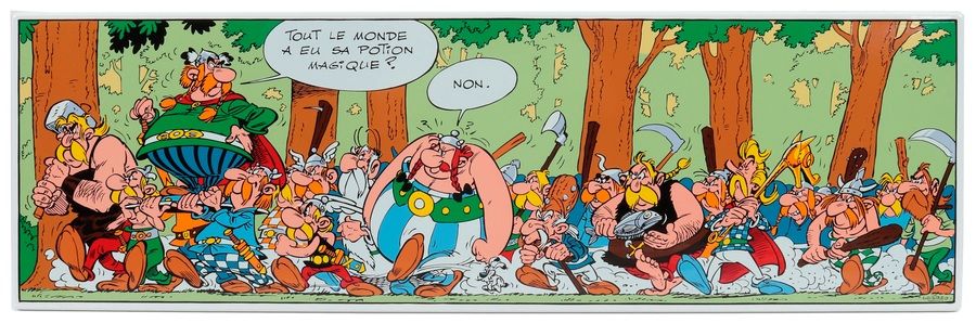 UDERZO 
Asterix, emaillierte Siebdruckplatte mit der Darstellung des Feldes 1 vo&hellip;