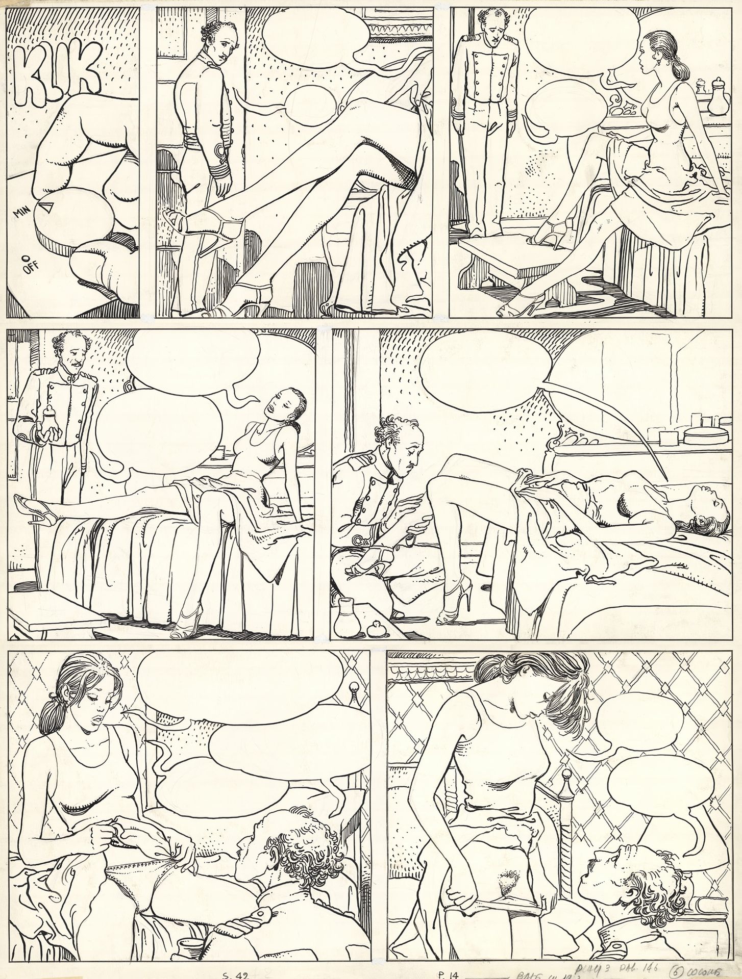 Milo MANARA (né en 1945) Le Déclic - Une femme sous influence
纸上印度墨水和水彩画，用于画册第14&hellip;