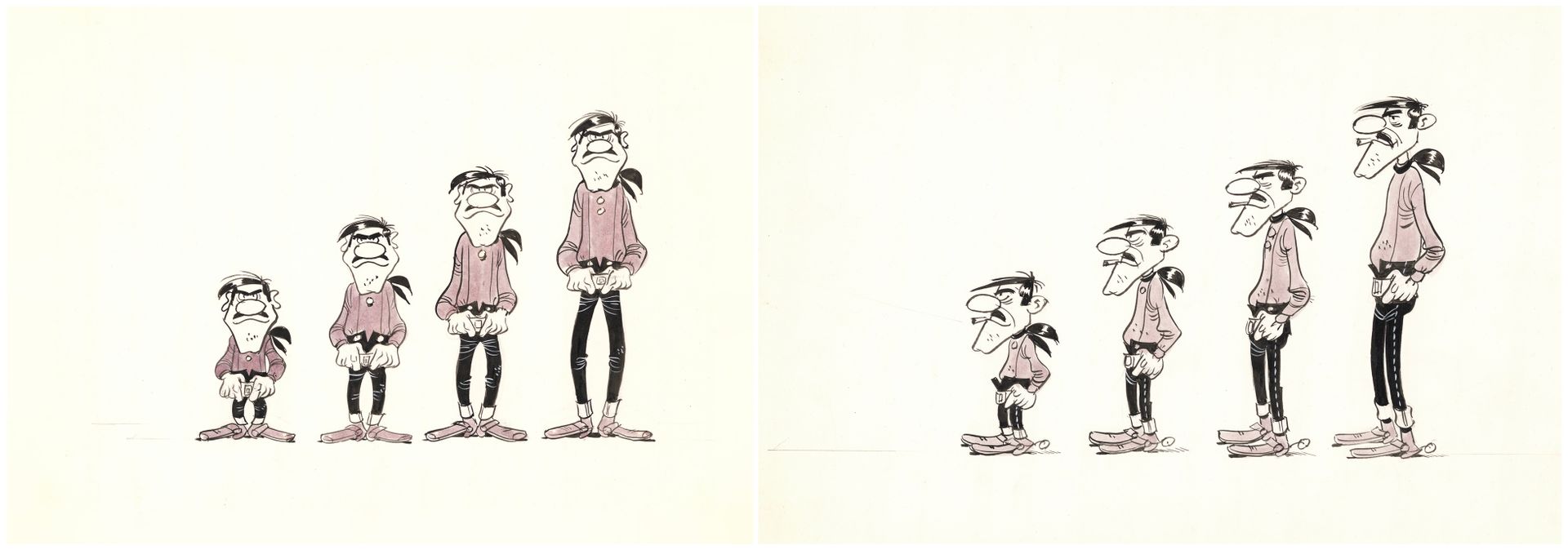 MORRIS (1923-2001) Lucky Luke - Daltons的正面和侧面
印度墨水在纸上为RTBF（比利时国家法语频道）的一个学校电视节目制作&hellip;