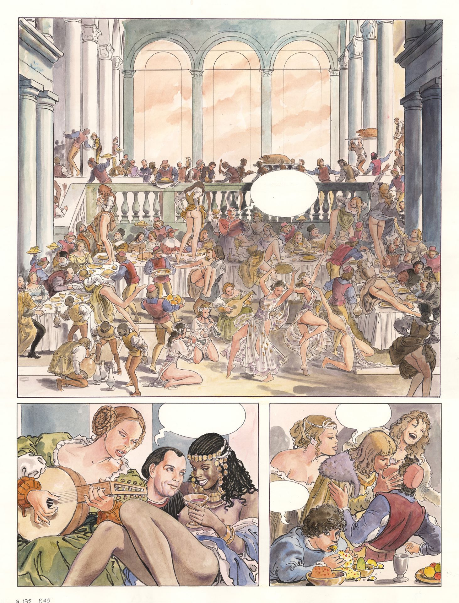 Milo MANARA (né en 1945) Borgia - 权力与乱伦
纸上水彩画，用于画册第45版。61.2 x 45.3厘米。阿尔宾-米歇尔，200&hellip;