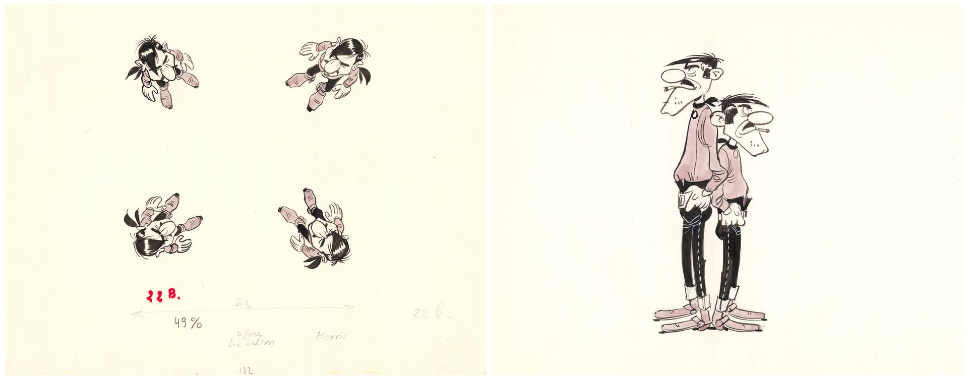 MORRIS (1923-2001) Lucky Luke - Les Dalton
Encre de Chine sur papier pour deux d&hellip;