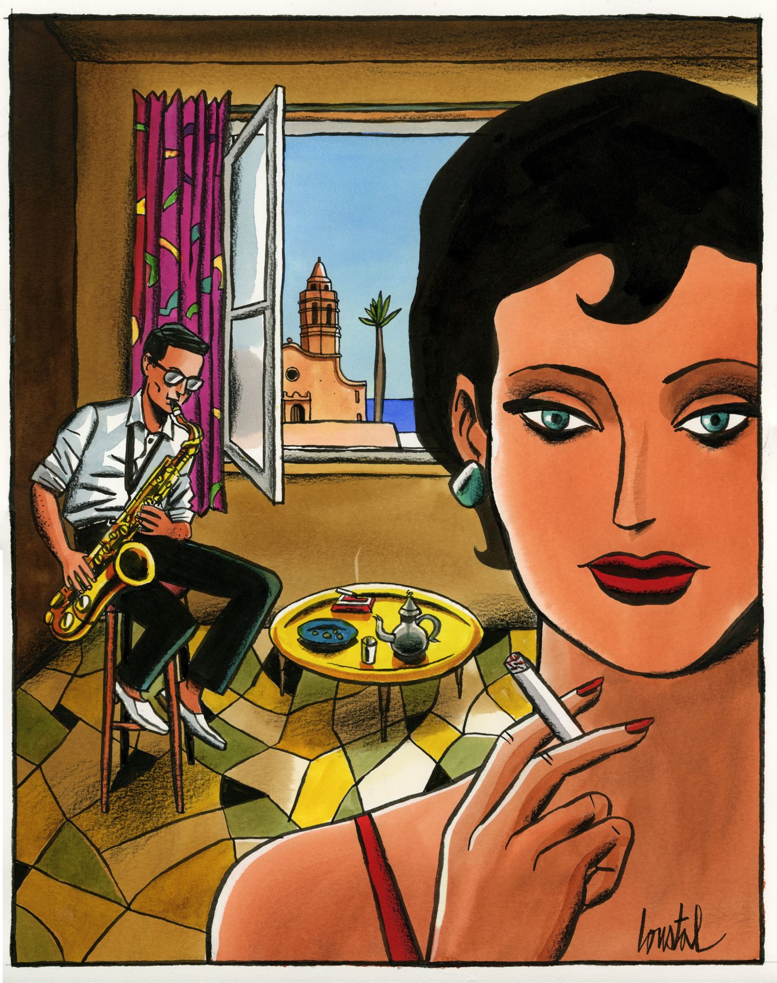 LOUSTAL (né en 1956) Barney and the Blue Note
Colored inks on paper for this tri&hellip;
