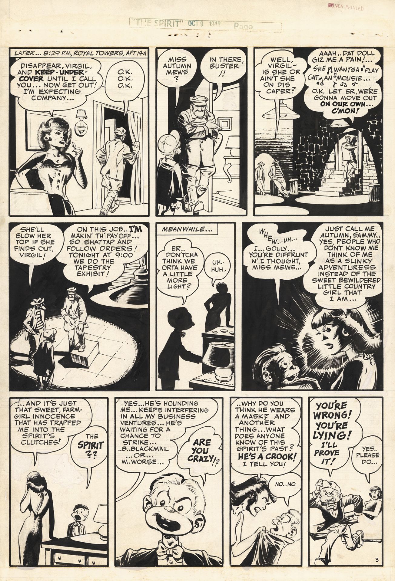 WILL EISNER (1917-2005) The Spirit - Death of Autumn Mews
India ink for the thir&hellip;