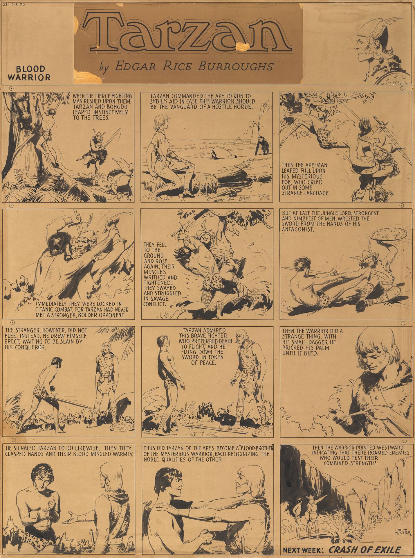 Hal FOSTER (1892-1982) Tarzan - Blood Warrior
Encre de Chine sur papier pour le &hellip;