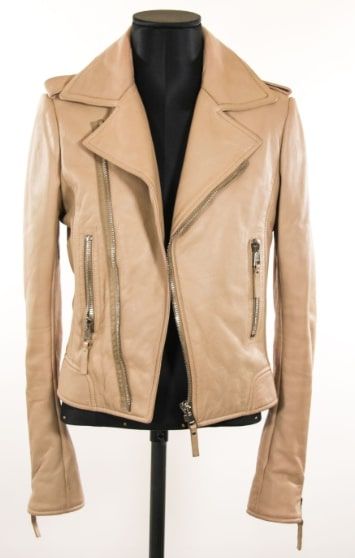 Null BALENCIAGA - PERFECTO JACKET in beige leather, zipper closure, notched coll&hellip;
