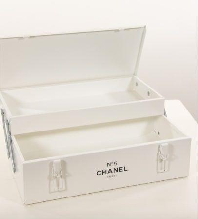 CHANEL - TOOL BOX in white metal with two compartments. …