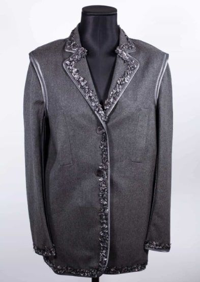 Null CHRISTIAN DIOR Boutique - Chaqueta de lana gris, correa de gasa de seda, tr&hellip;