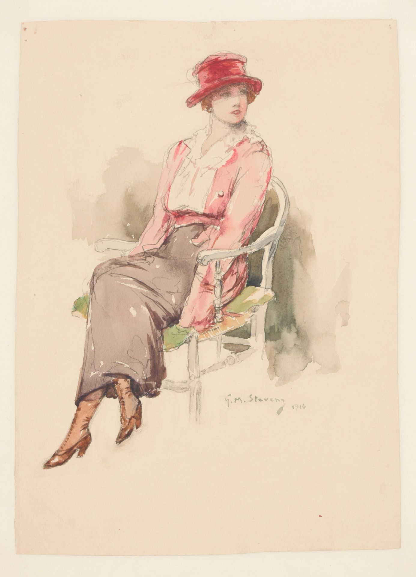 STEVENS, Gustave- Max (1871-1946) Elegante Frauen (1916)

Zwei Aquarelle (31 x 2&hellip;