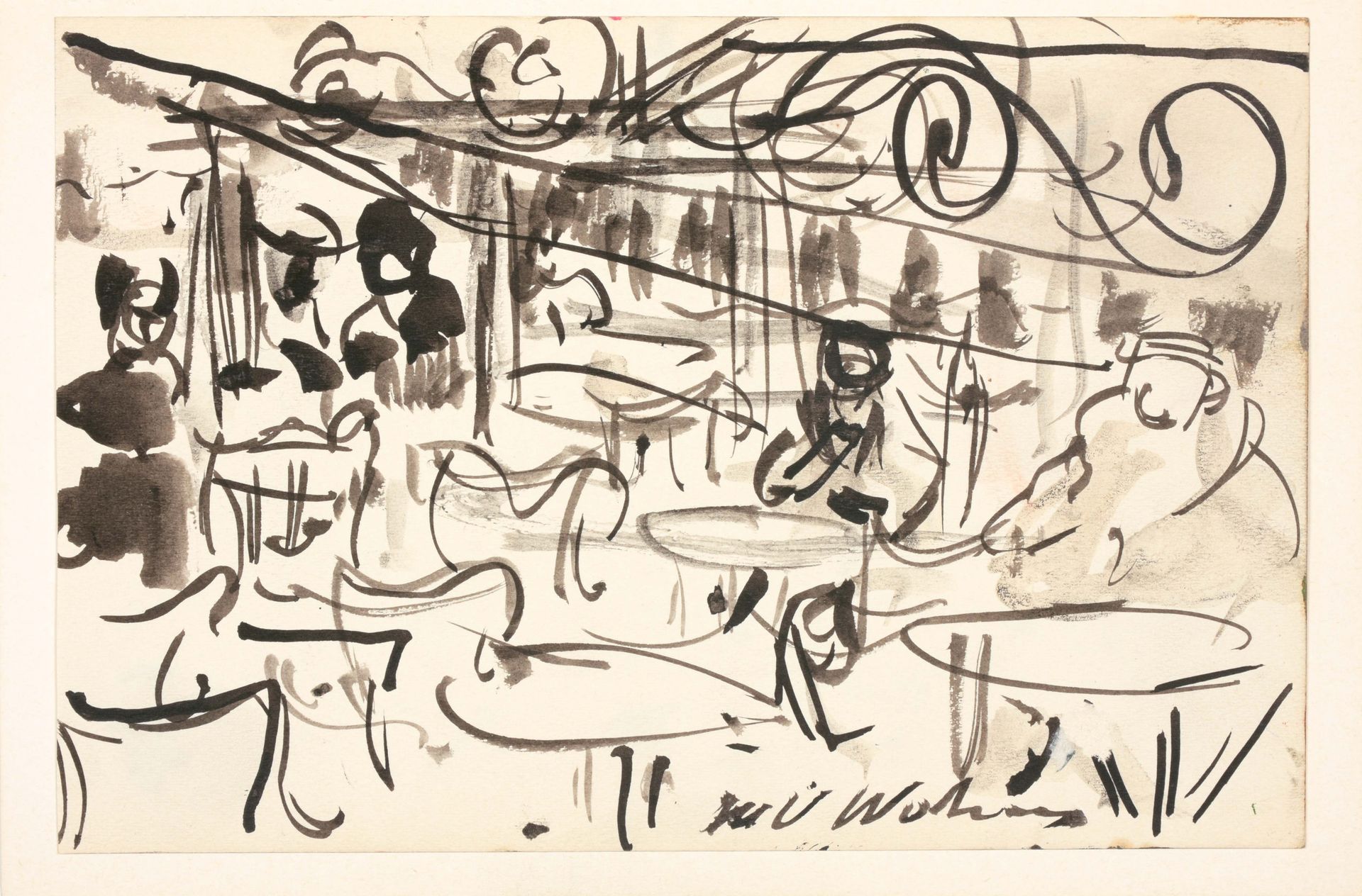 WOLVENS, H.V. (1896-1977) Terrazze con tafelle e stoelen

Tekening (14 x 20,5 cm&hellip;