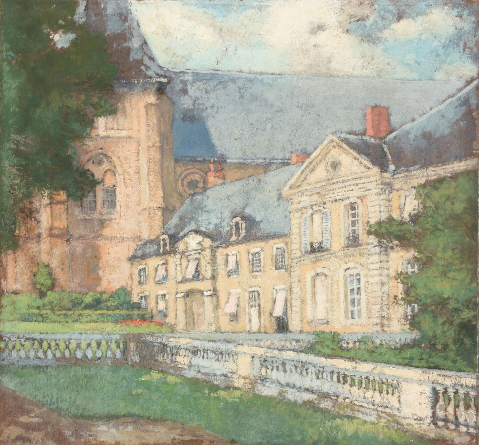 STEVENS, G. M. (1861-1946) 在法国省（勒芒市）

水粉画（31.5 x 34厘米），已签名