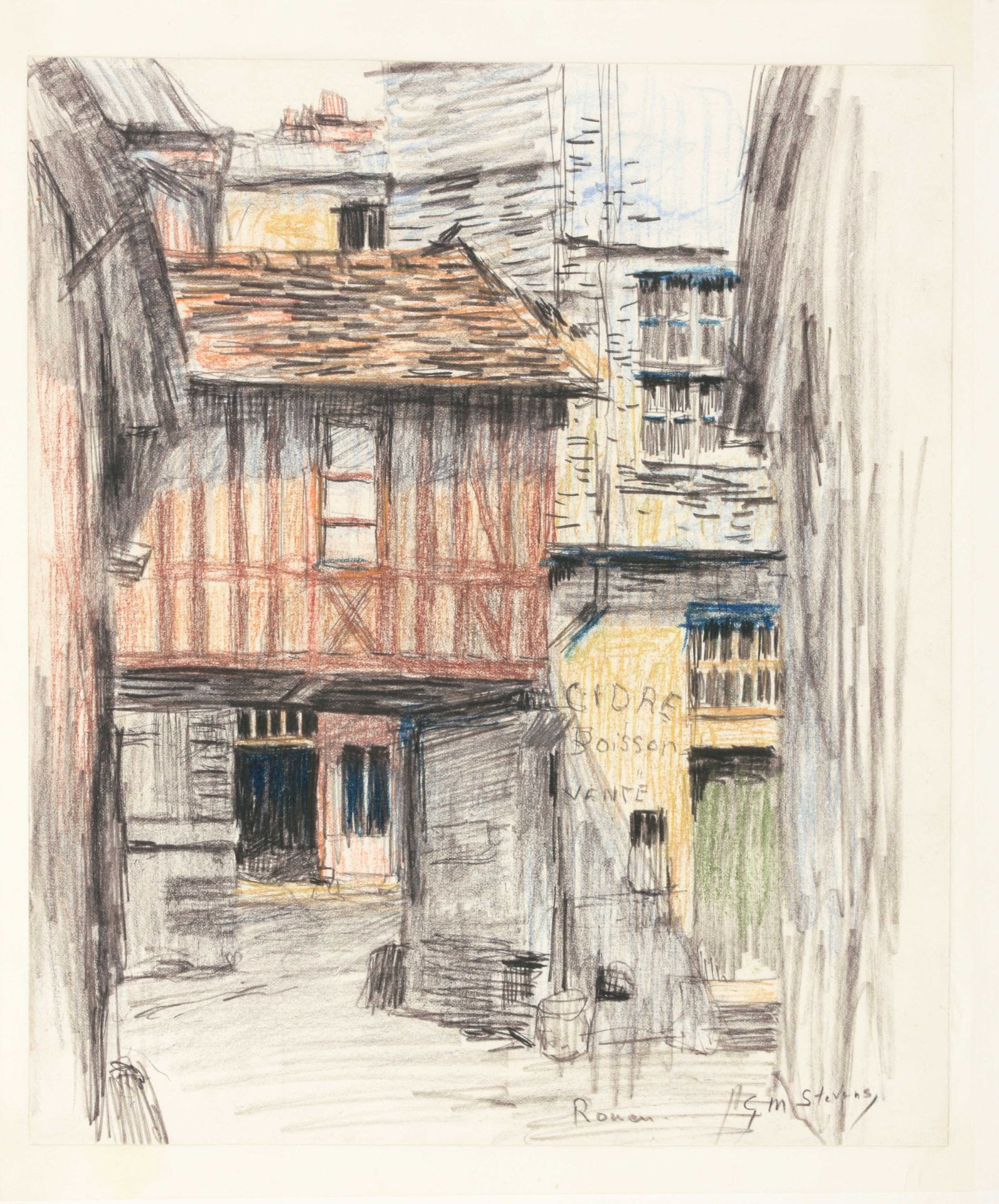 STEVENS, G. M. (1861-1946) 鲁昂古城景观

彩色铅笔画（28.5 x 24厘米），已签名