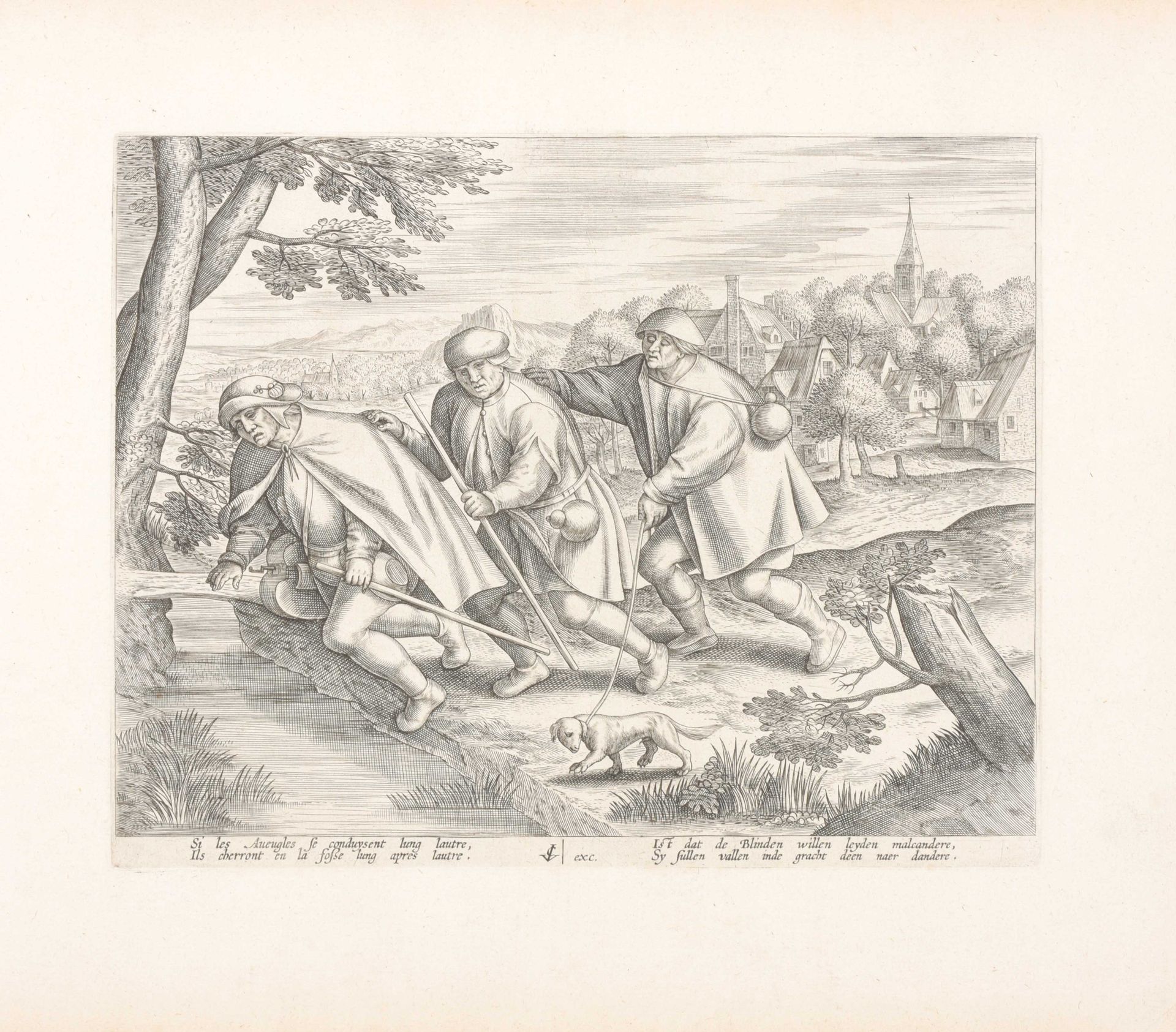 [Bruegel the Elder, Pieter, after] [一个盲人带领另外两个盲人]

17世纪由Visscher出版的工具版画，18 x 22,&hellip;