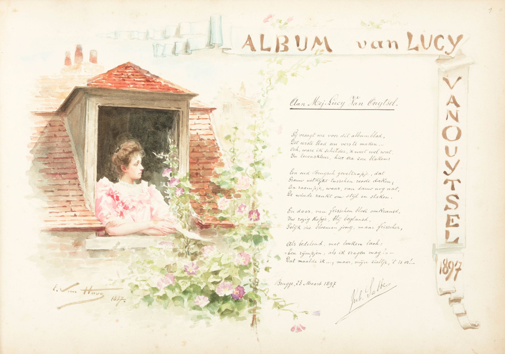 [LIBER AMICORUM] Van Lucy Vanouytsel专辑，1897年

长对开本(27 x 38.5 cm)，卷轴上有E. Van Hove&hellip;