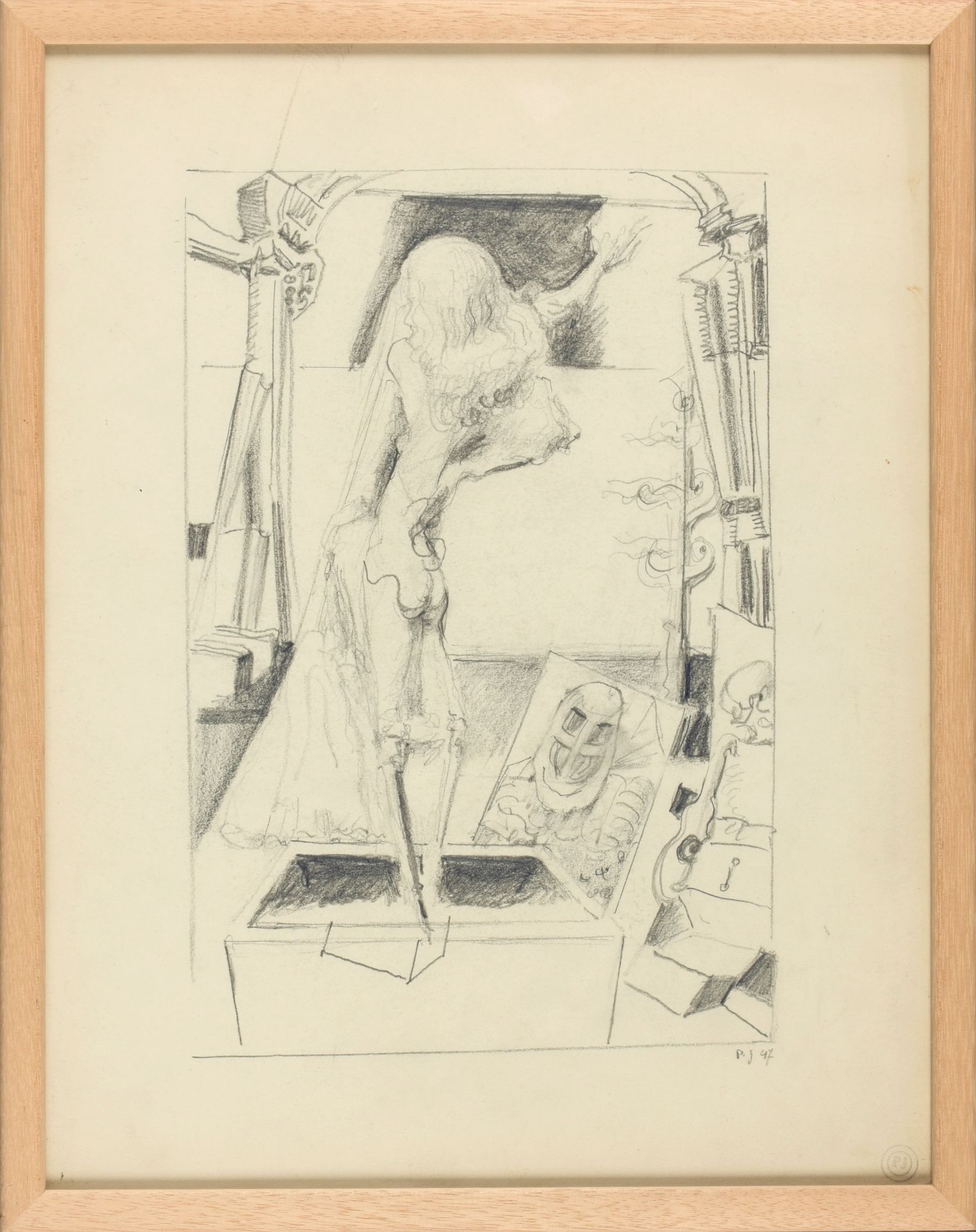 JOOSTENS, Paul (1889-1960) Vrouwelijk模型 (1947)

这幅画(36 x 27 cm)，背面有字母和工作室的标志。英格利&hellip;