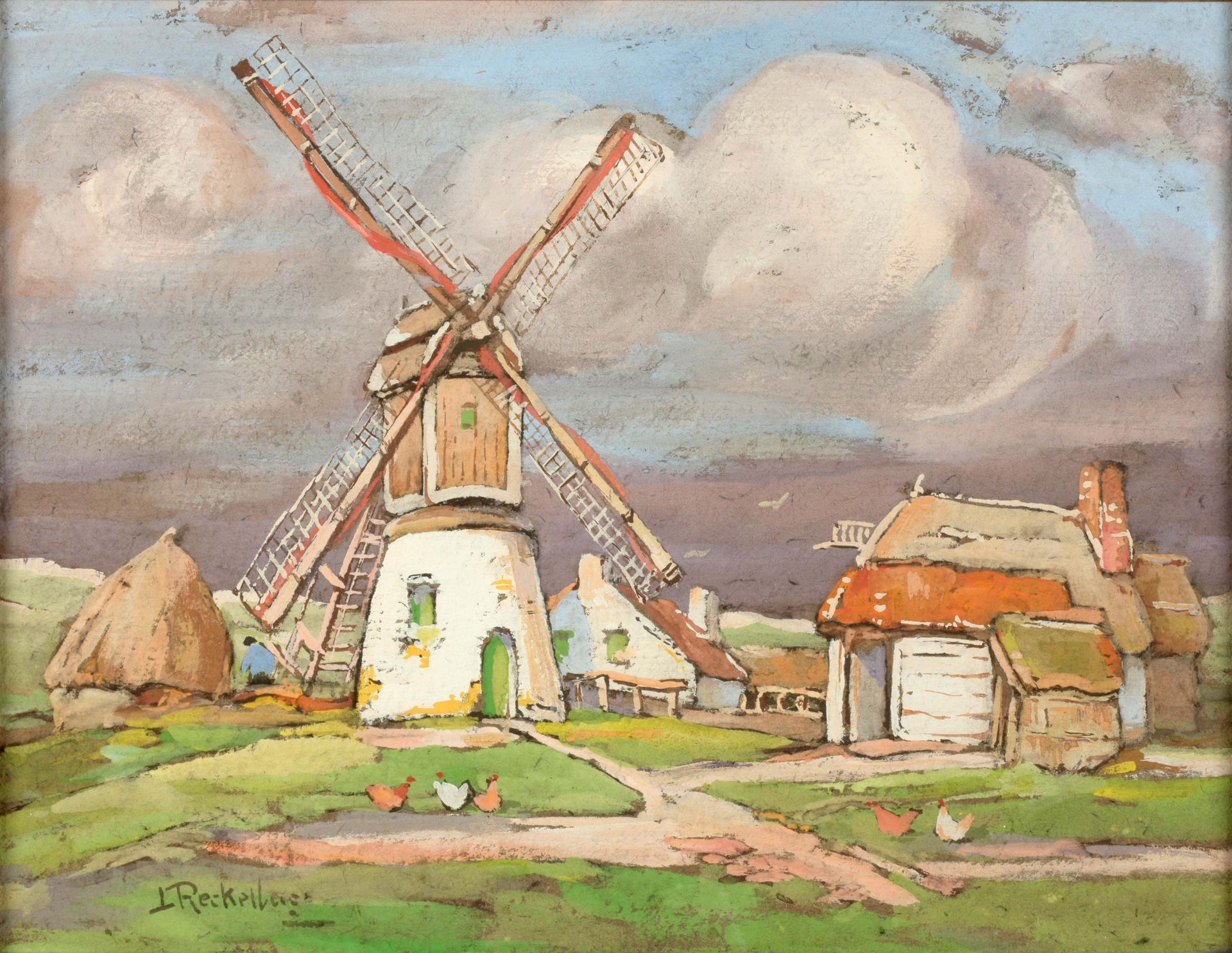 RECKELBUS, Louis (1864-1958) Windmolen en hoevetje in landschap

Gouache (28 x 3&hellip;