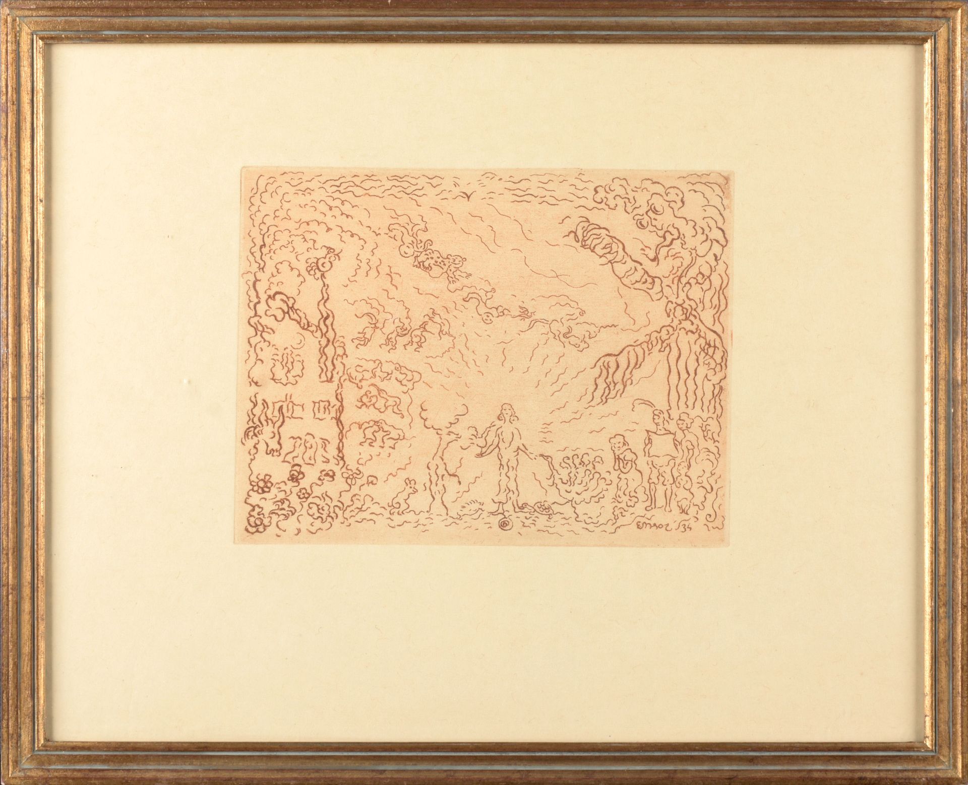 ENSOR, James (1860-1949) 磨坊里的魔鬼》（1934）。

日本纸上的蚀刻版画（14.5 x 19厘米），版画右下方有签名。框架

REF&hellip;