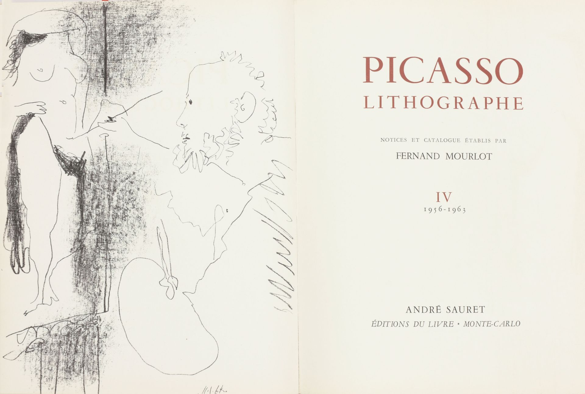 [Picasso] Mourlot, Fernand 毕加索石版画第四卷，1956-1963年

Gr. In-4°，目录四，编号271-356。封面和正面插图&hellip;
