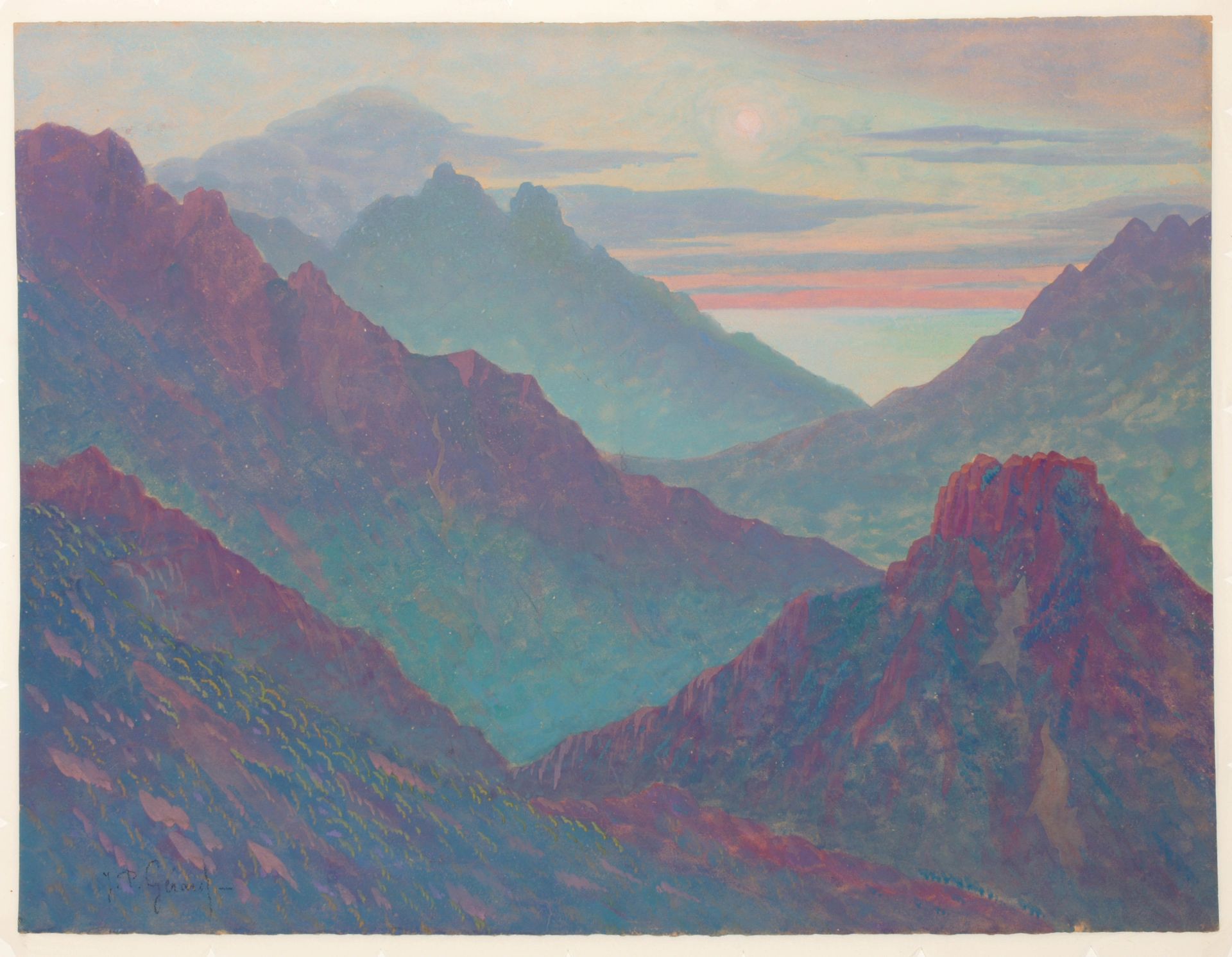GERARD, P.J. Mondlicht auf dem Monte Cinto (Hte Corse)

Aquarell/Gouache (51 x 6&hellip;
