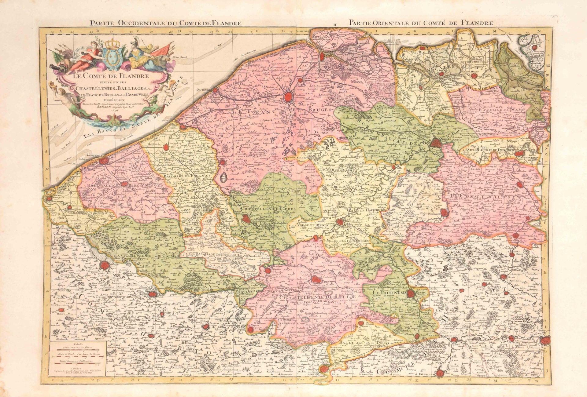 [VLAANDEREN] - SANSON, Guillaume The County of Flanders divided into its Chastel&hellip;